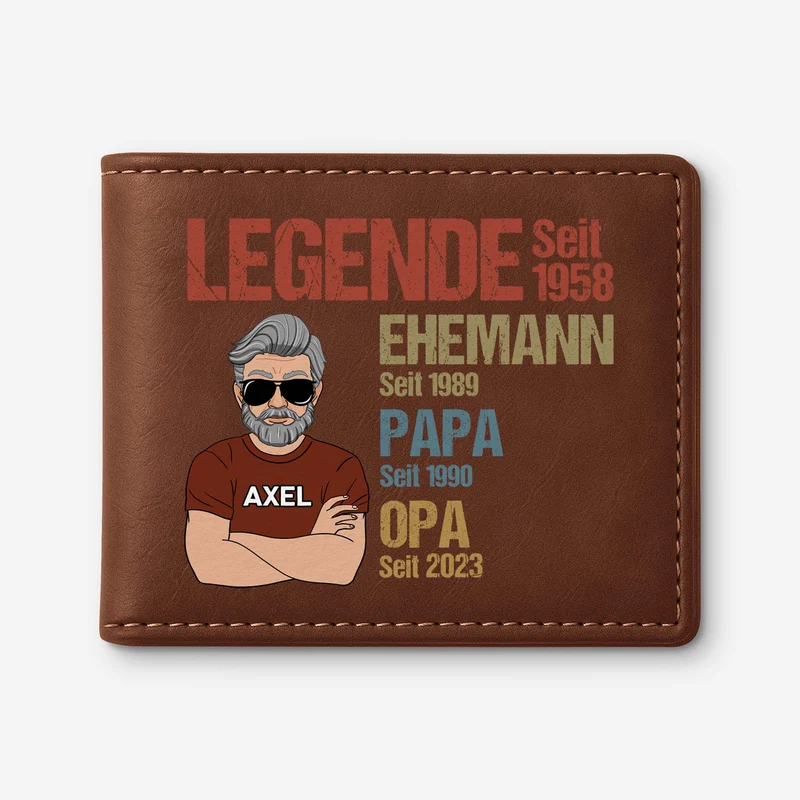 Legende Ehemann Papa Opa - Personalisierte Geschenke Herren | Portemonnaie Vintage