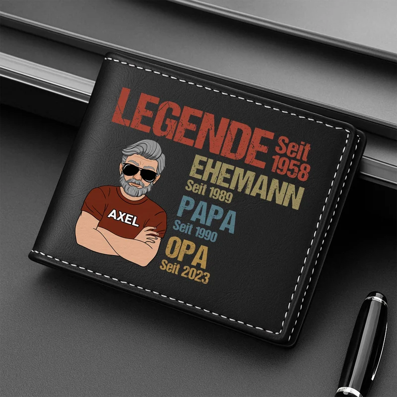 Legende Ehemann Papa Opa - Personalisierte Geschenke Herren | Portemonnaie Vintage