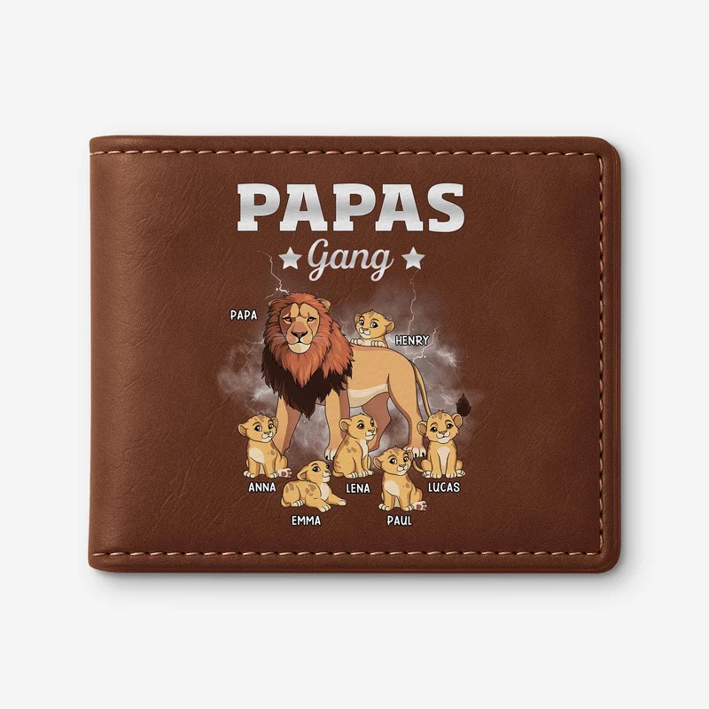 Papas Gang Löwe Blitze - Personalisierte Geschenke Herren | Portemonnaie