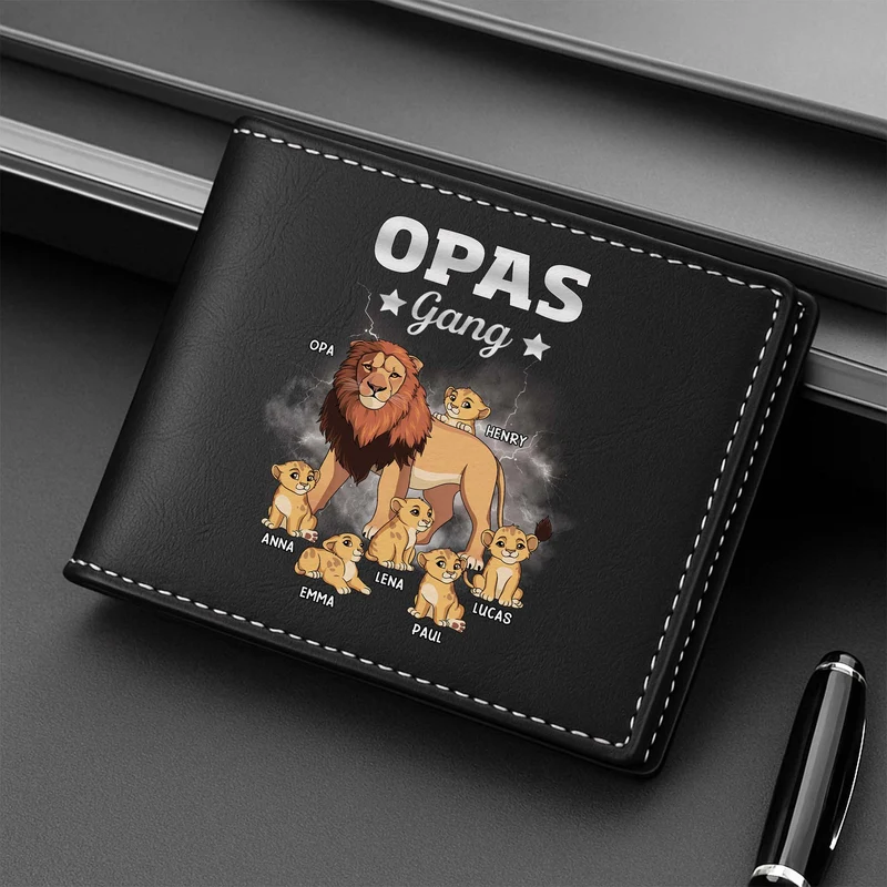 Papas Gang Löwe Blitze - Personalisierte Geschenke Herren | Portemonnaie
