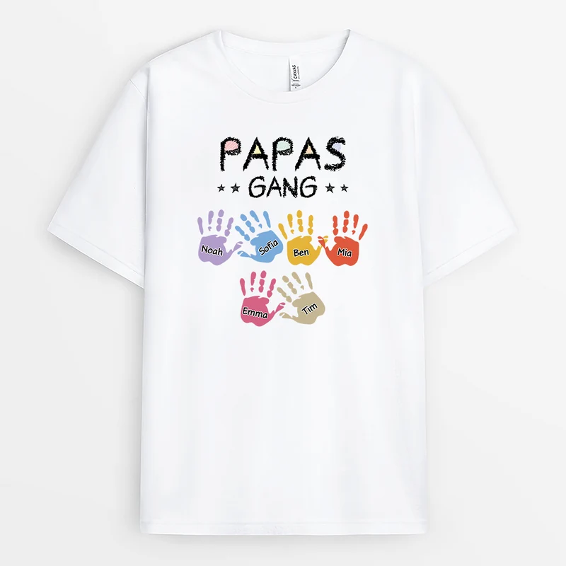 Papas Gang Handabdruck Buntstifte - Personalisiertes Geschenk | T Shirt Papa