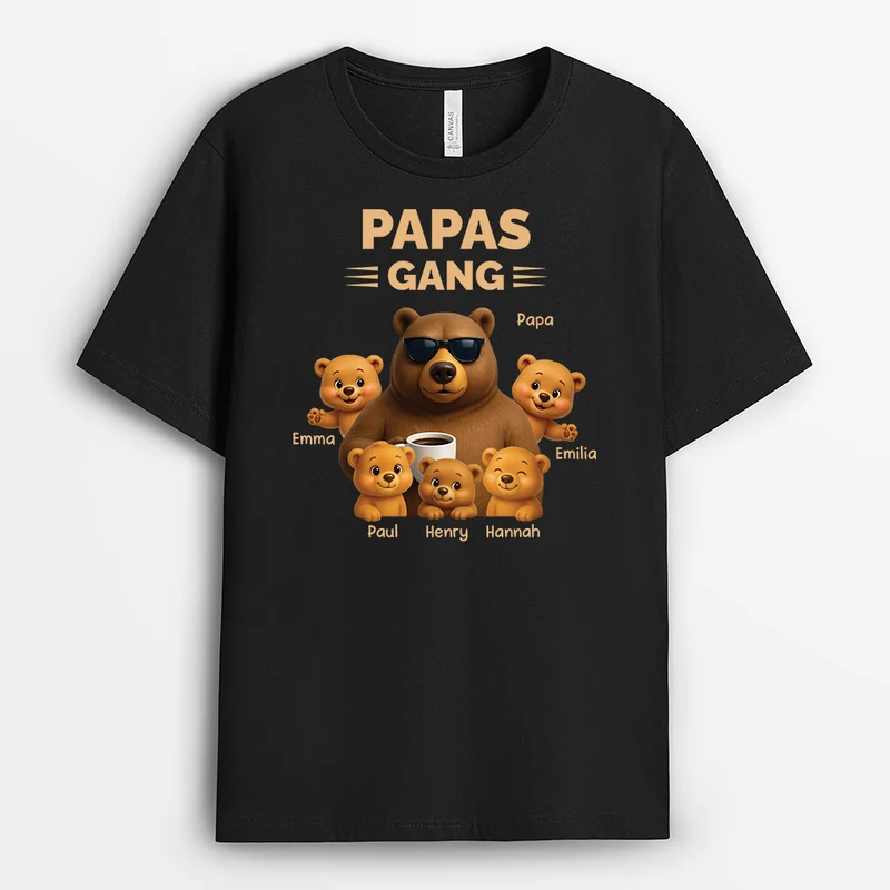 Papas Gang Bär - Personalisiertes Geschenk | T Shirt Papa mit süßem Bärenmotiv