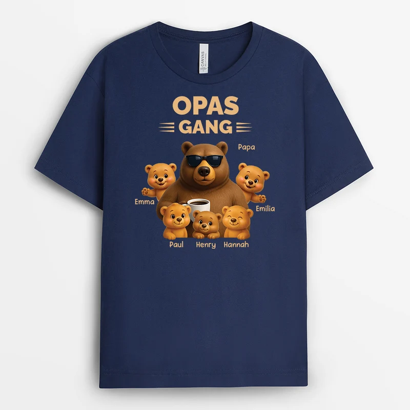 Papas Gang Bär - Personalisiertes Geschenk | T Shirt Papa mit süßem Bärenmotiv