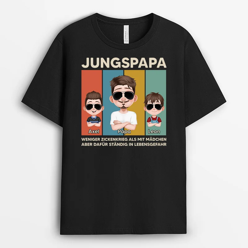 Jungspapa Cartoon - Personalisiertes Geschenk | Lustiges T Shirt Papa