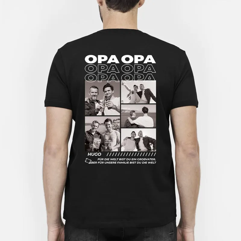 Papa Für Unsere Familie Bist Du Die Welt - Personalisiertes Geschenk | T Shirt Papa mit Foto