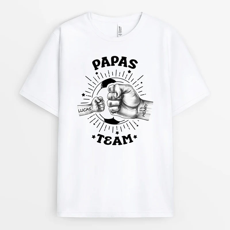 Papas Team - Personalisiertes Geschenk | Weißes T Shirt Papa