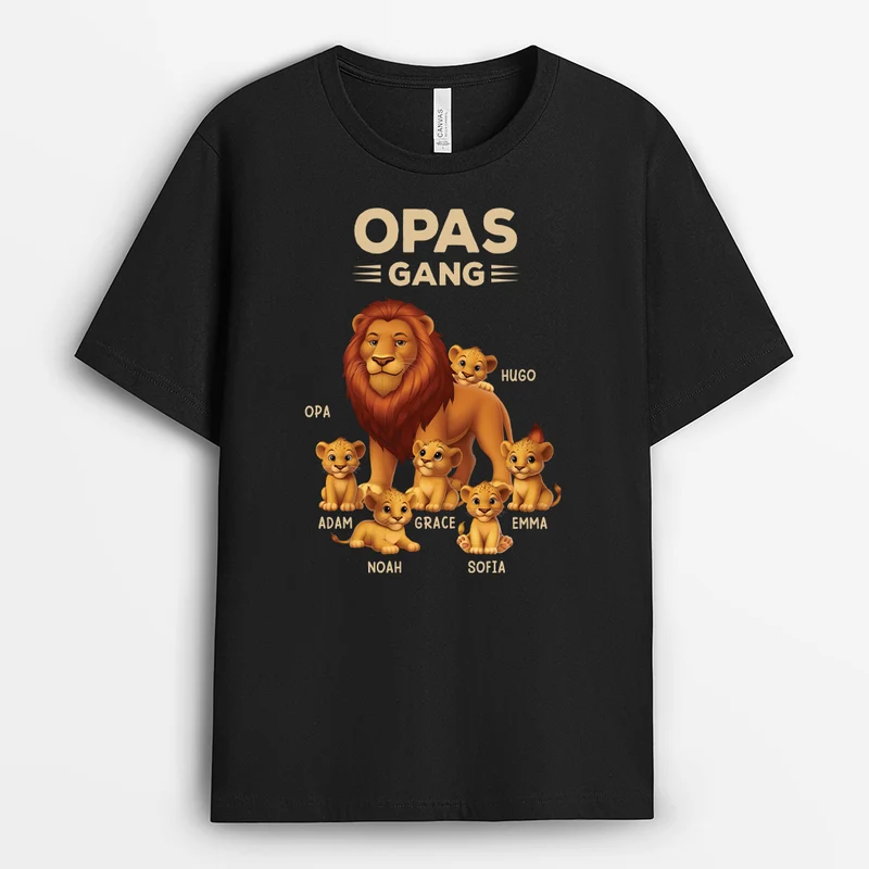 Papas Gang Löwe Cartoon - Personalisiertes Geschenk | T Shirt Papa
