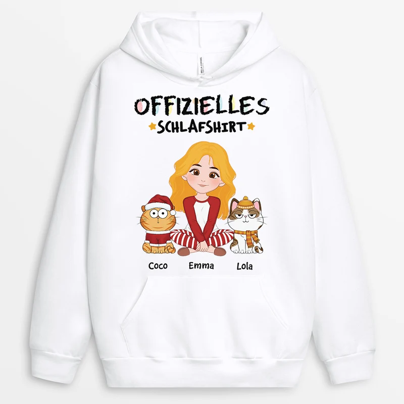 Offizielles Schlafshirt - Personalisierte Geschenke Katze | Hoodie Cartoon
