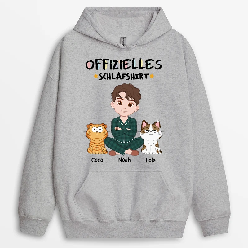 Offizielles Schlafshirt - Personalisierte Geschenke Katze | Hoodie Cartoon