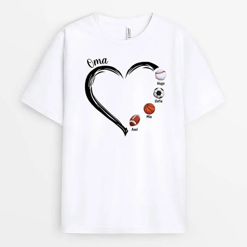 Oma/Mama Und Kinder Sportarten - Personalisiertes Geschenk | T-Shirt für Damen