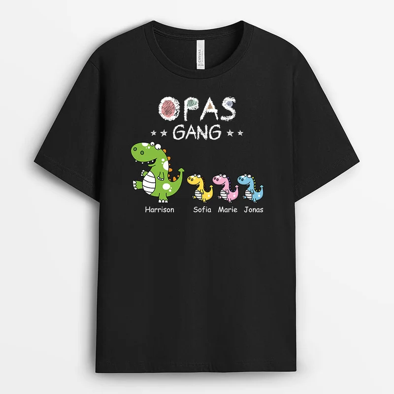 Opas/Papas Bande Dinosaurier Buntstift - Personalisiertes Geschenk | Schwarzes T-shirt für Männer