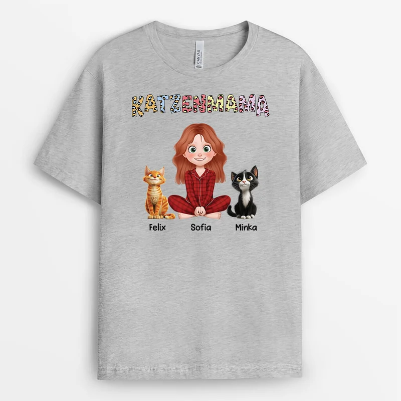 Katzenpapa Cartoon - Personalisiertes Geschenk | Katze T-Shirts