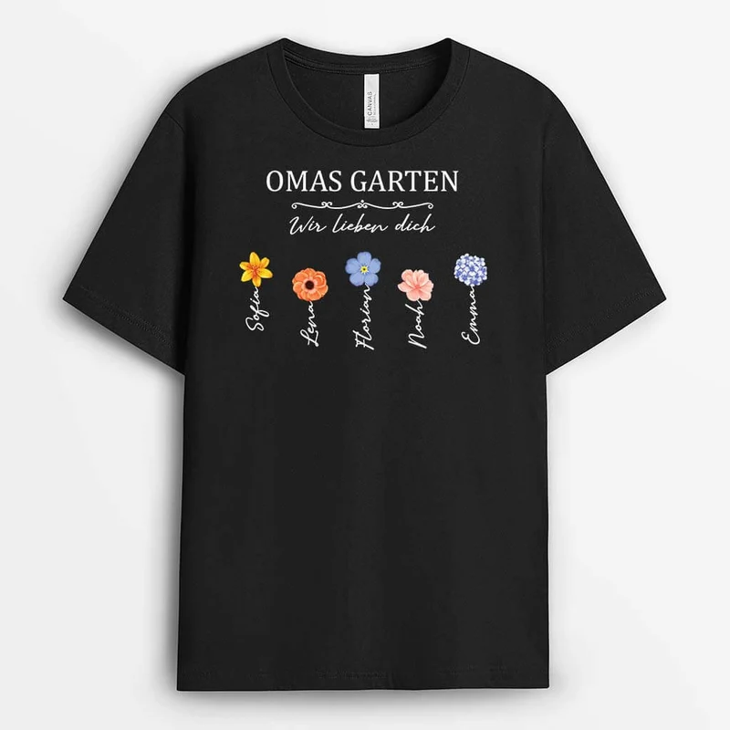Omas/Mamas Garten Wir Lieben Dich - Personalisiertes Geschenk | T-Shirt für Damen