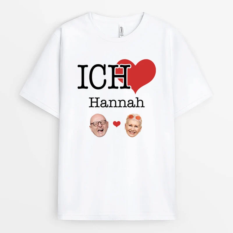 Ich Liebe ... - Personalisiertes Geschenk | T-Shirt für Paare mit Gesicht