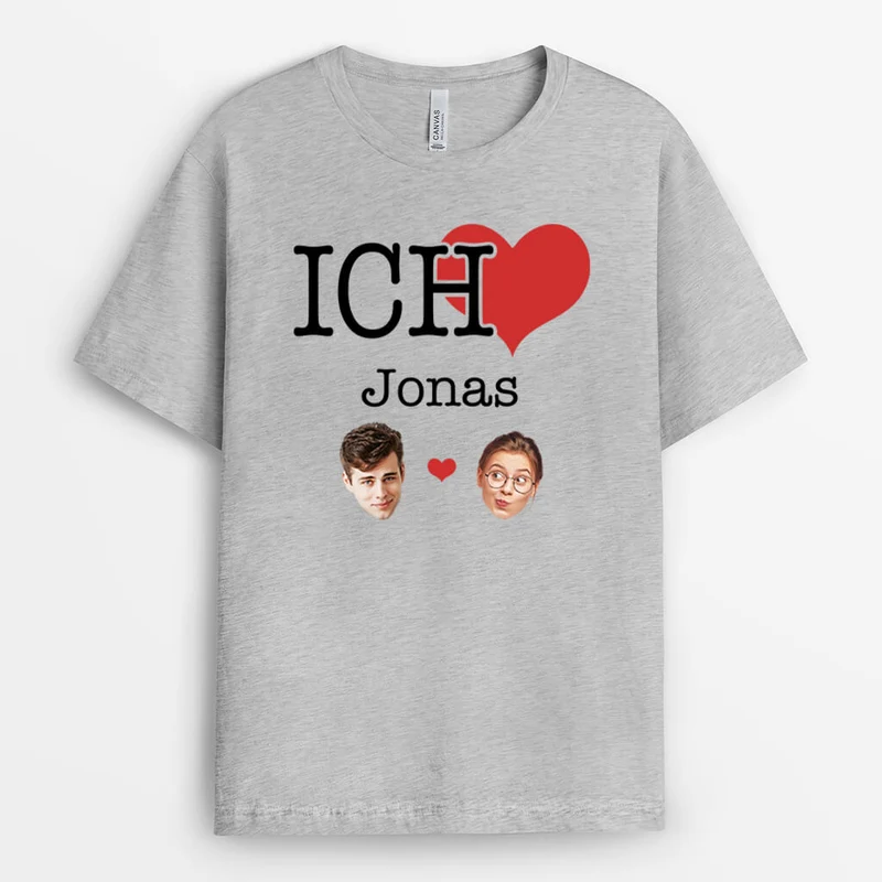 Ich Liebe ... - Personalisiertes Geschenk | T-Shirt für Paare mit Gesicht