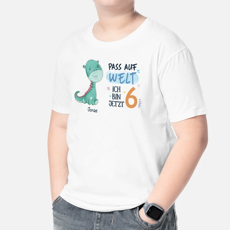 Pass Auf Welt Ich Bin Jetzt - Personalisiertes Geschenk | T-Shirt für Kinder