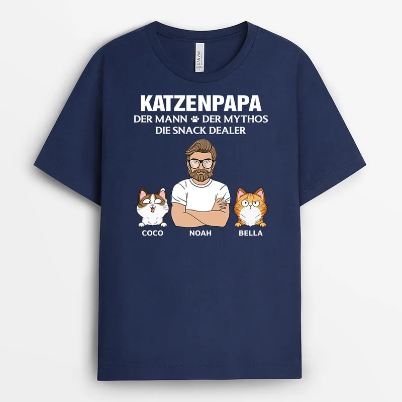 Katzenpapa Der Mann Der Mythos Die Snack Dealer - Personalisiertes Geschenk | T-Shirt für Katzenliebhaber