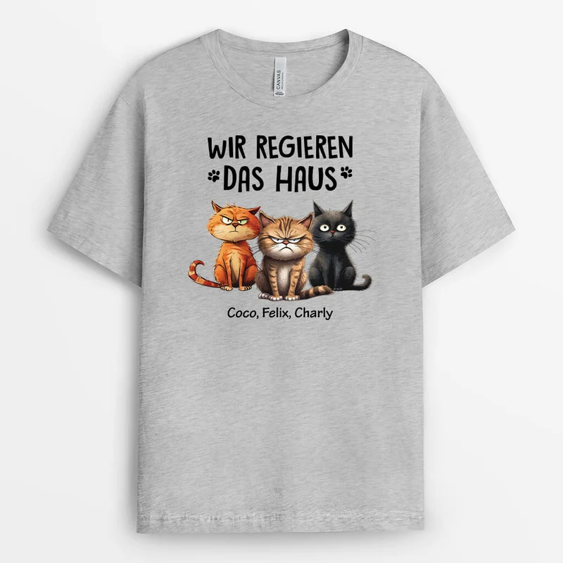 Wir Regieren Das Haus - Personalisiertes Geschenk | T-Shirt für Katzenliebhaber mit lebendigen Bildern