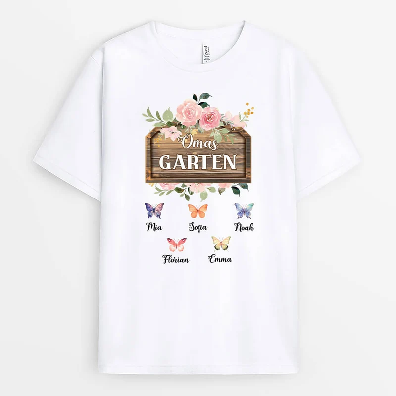 Omas Garten Tagfalter - Personalisiertes Geschenk | T-Shirt für Omas