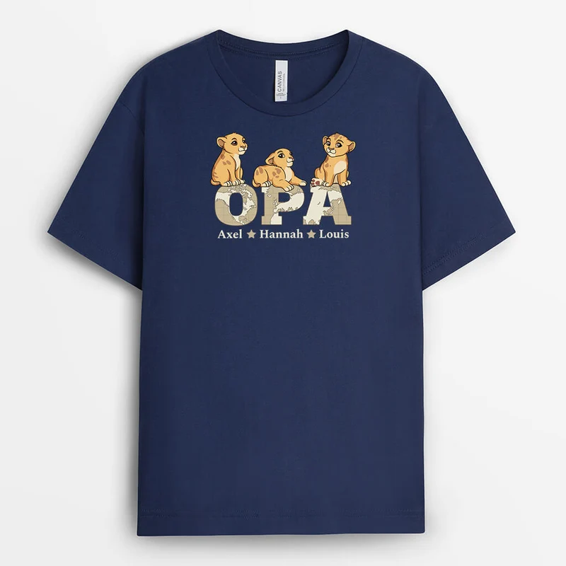 Opa Papa Löwenjunges Karte - Personalisiertes Geschenk | T-Shirt für Opas