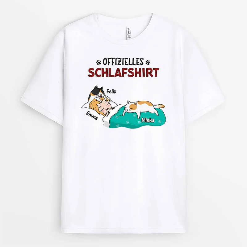 Dies Ist Mein Pawjama-Shirt Katzen Ins Bett - Personalisiertes Geschenk | T-Shirt für Katzenliebhaber