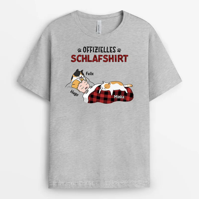 Dies Ist Mein Pawjama-Shirt Katzen Ins Bett - Personalisiertes Geschenk | T-Shirt für Katzenliebhaber