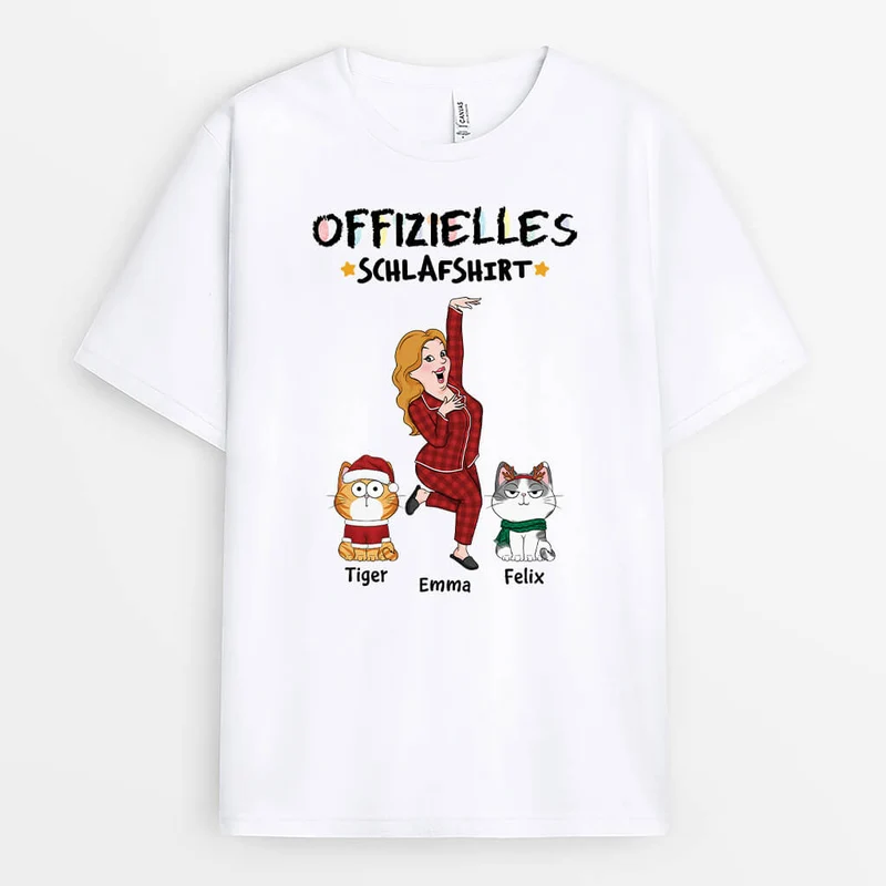 Offizielles Schlafshirt Wachsmalstift - Personalisiertes Geschenk | T-Shirt für Katzenliebhaber