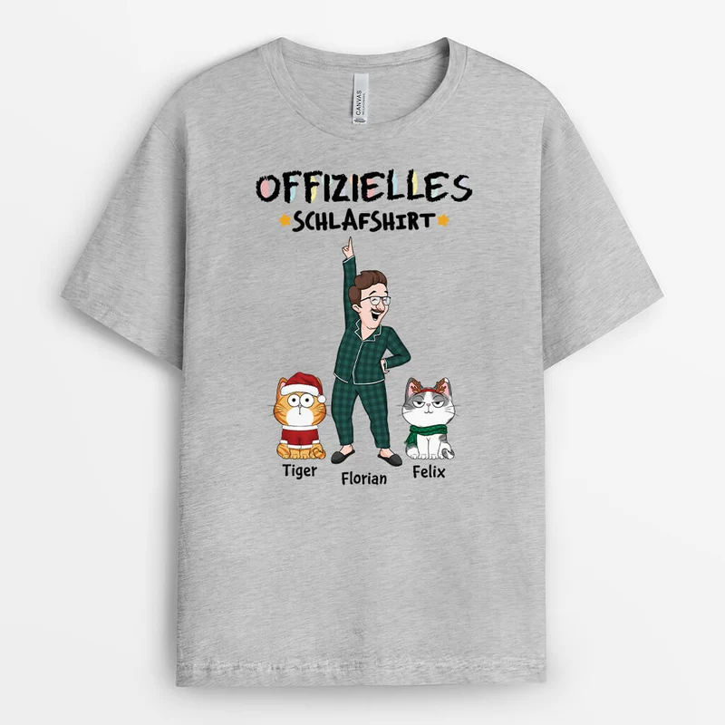 Offizielles Schlafshirt Wachsmalstift - Personalisiertes Geschenk | T-Shirt für Katzenliebhaber