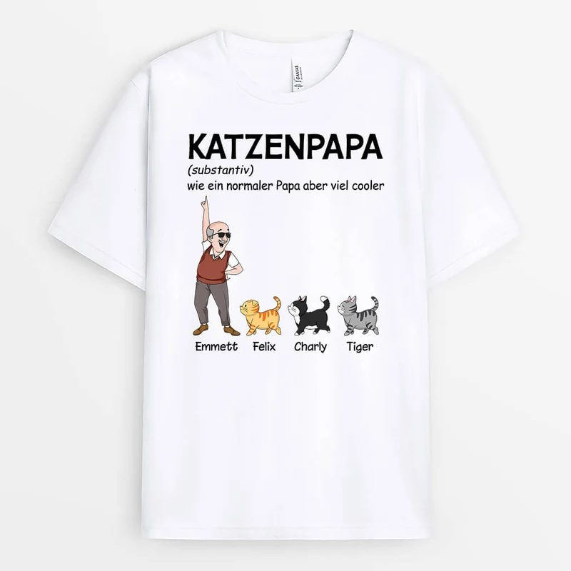 Definition Katzenpapa - Personalisiertes Geschenk | T-Shirt für Katzenliebhaber