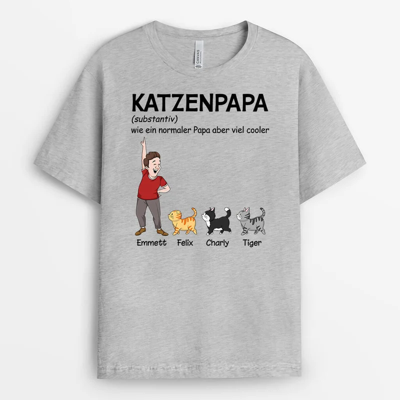 Definition Katzenpapa - Personalisiertes Geschenk | T-Shirt für Katzenliebhaber