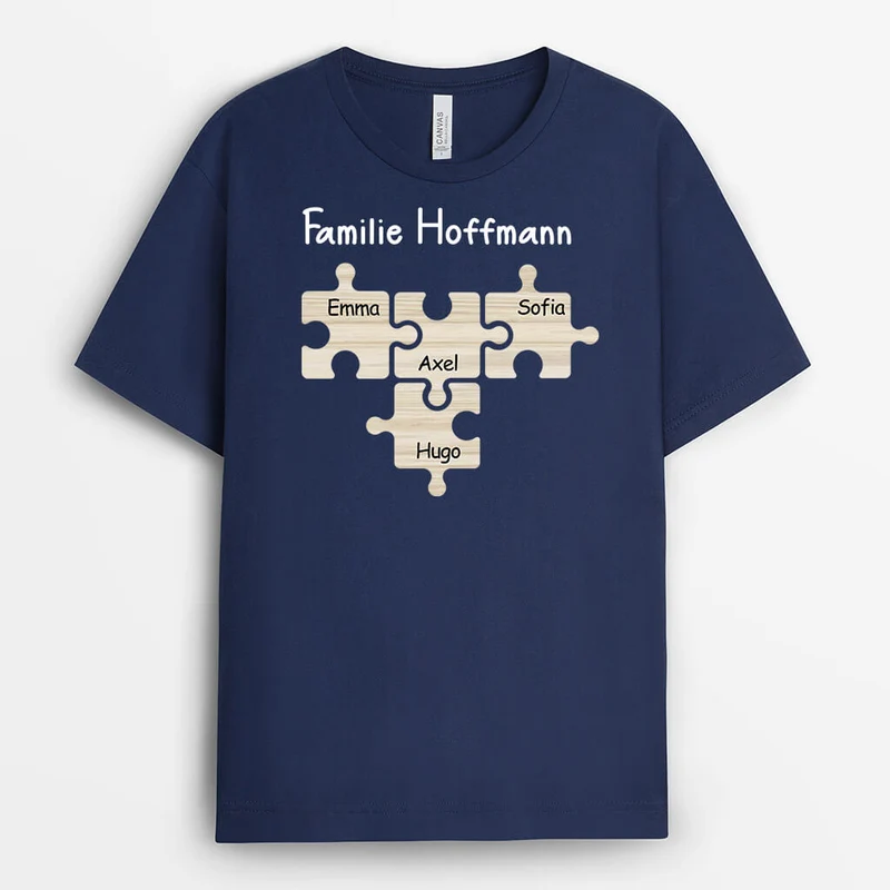 Die Familie Puzzle - Personalisiertes Geschenk | T-Shirt für die Familie