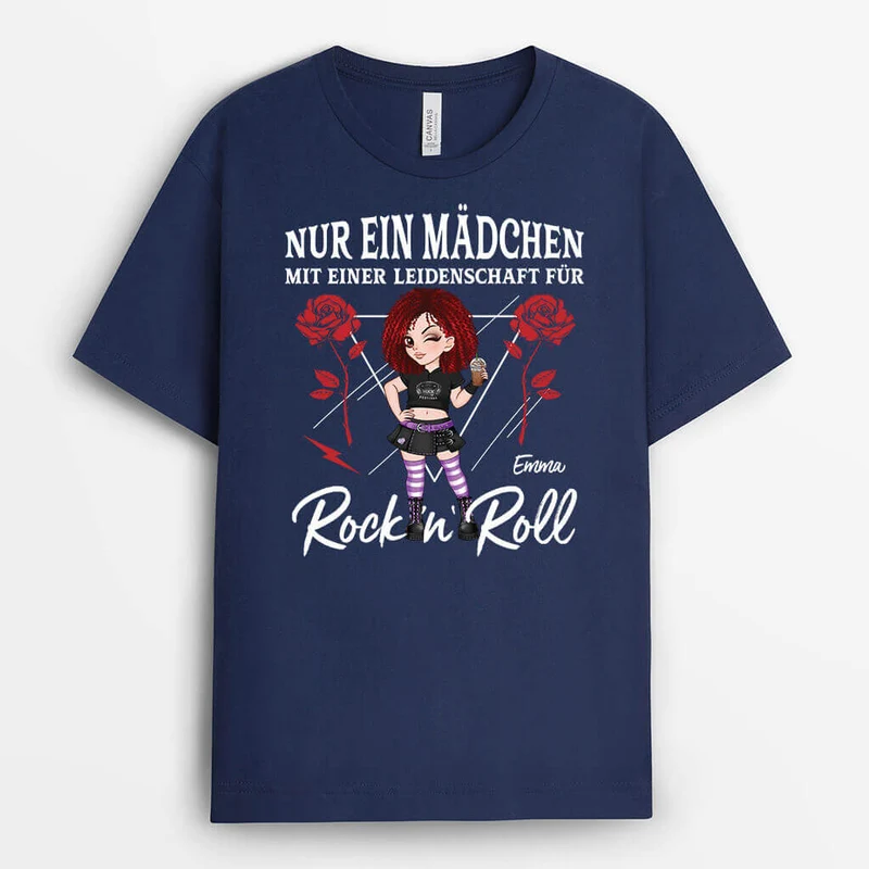 Nur Ein Mädchen Mit Einer Leidenschaft Für Rock 'n' Roll - Personalisiertes Geschenk | T-Shirt für Frauen