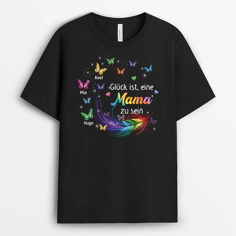 Glück Ist Eine Mama/Oma Zu Sein - Personalisiertes Geschenk | T-shirt für Frauen