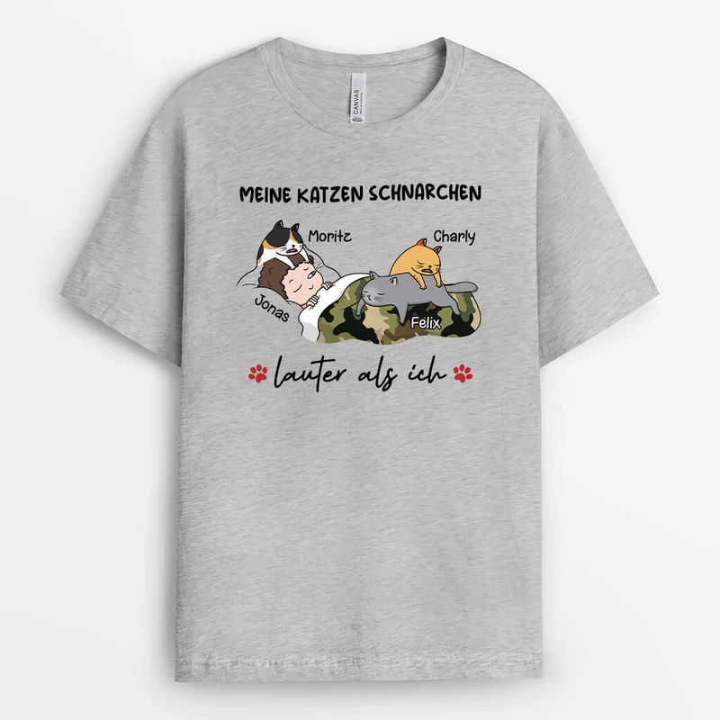 Meine Katzen Schnarchen Lauter Als Ich - Personalisiertes Geschenk | T-Shirt für Katzenliebhaber