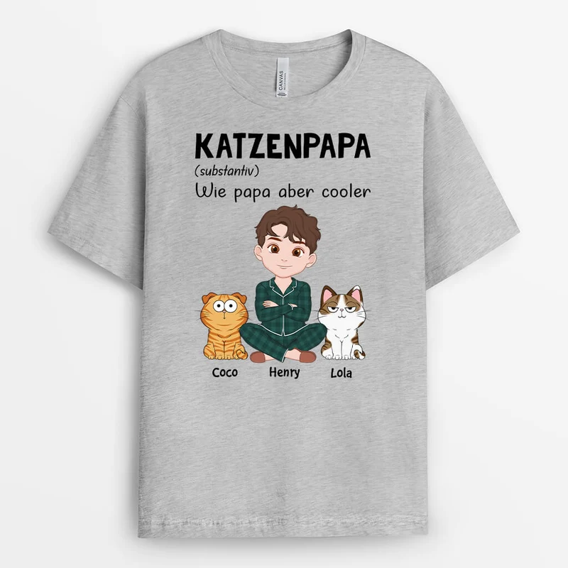 Definition Katzenpapa - Personalisiertes Geschenk | T-Shirt für Katzenliebhaber