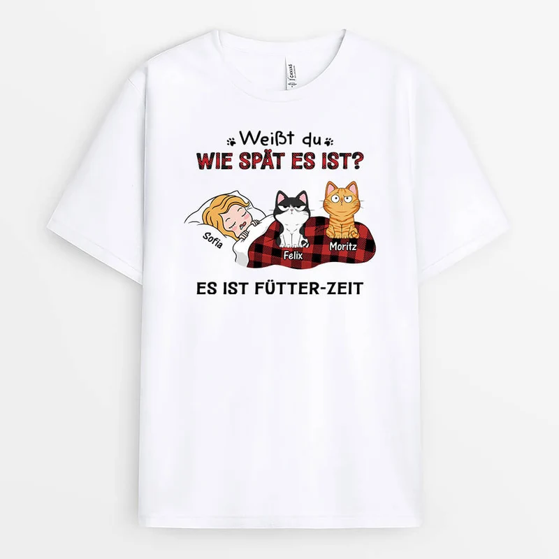 Weißt Du Wie Spät Es Ist - Personalisiertes Geschenk | Lustiges T-Shirt für Katzenliebhaber