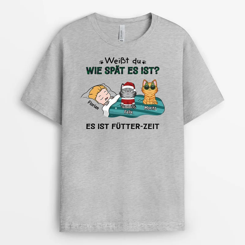 Weißt Du Wie Spät Es Ist - Personalisiertes Geschenk | Lustiges T-Shirt für Katzenliebhaber