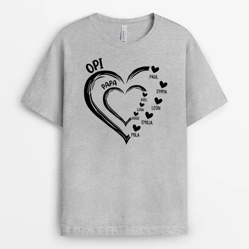 Opa Papa Kinder Das Herz - Personalisiertes Geschenk | T-Shirt für Opas und Papas