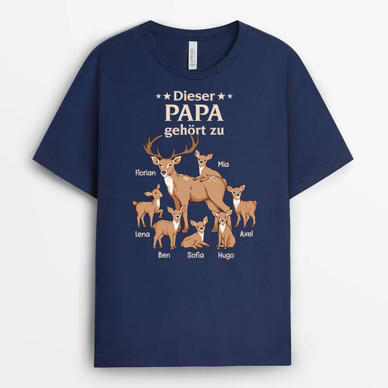 Dieser Opa/Papa Gehört Zu Hirsche - Personalisiertes Geschenk | T-Shirt für Männer