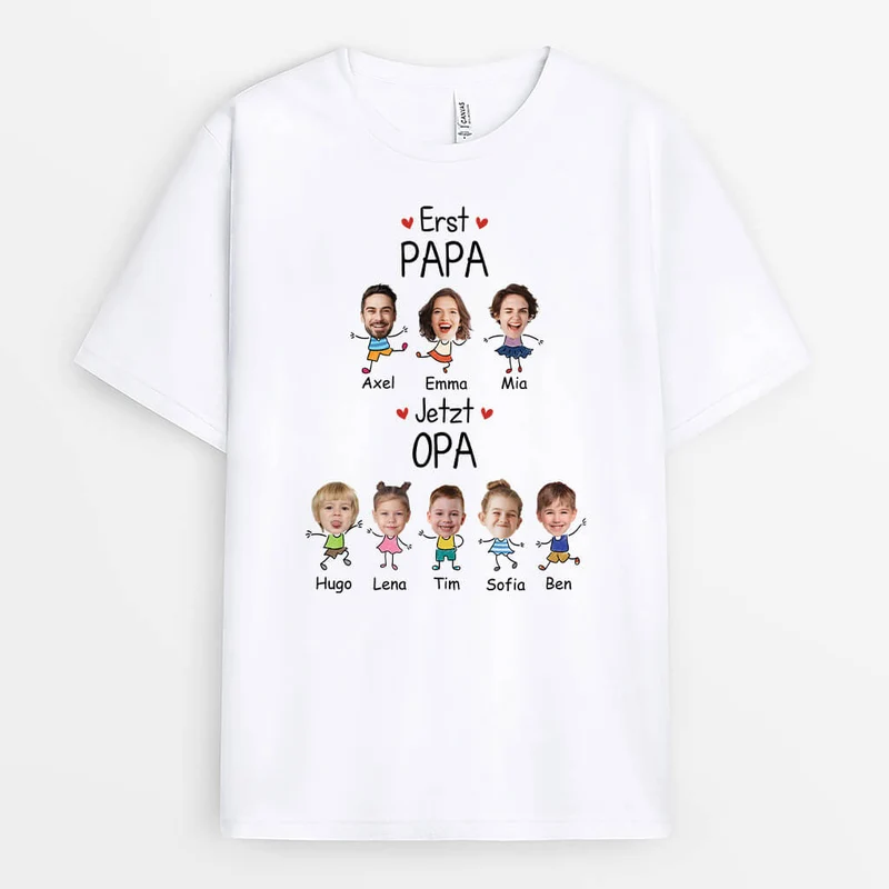 Früher Papa Jetzt Opa - Personalisiertes Geschenk | T-Shirt für Männer