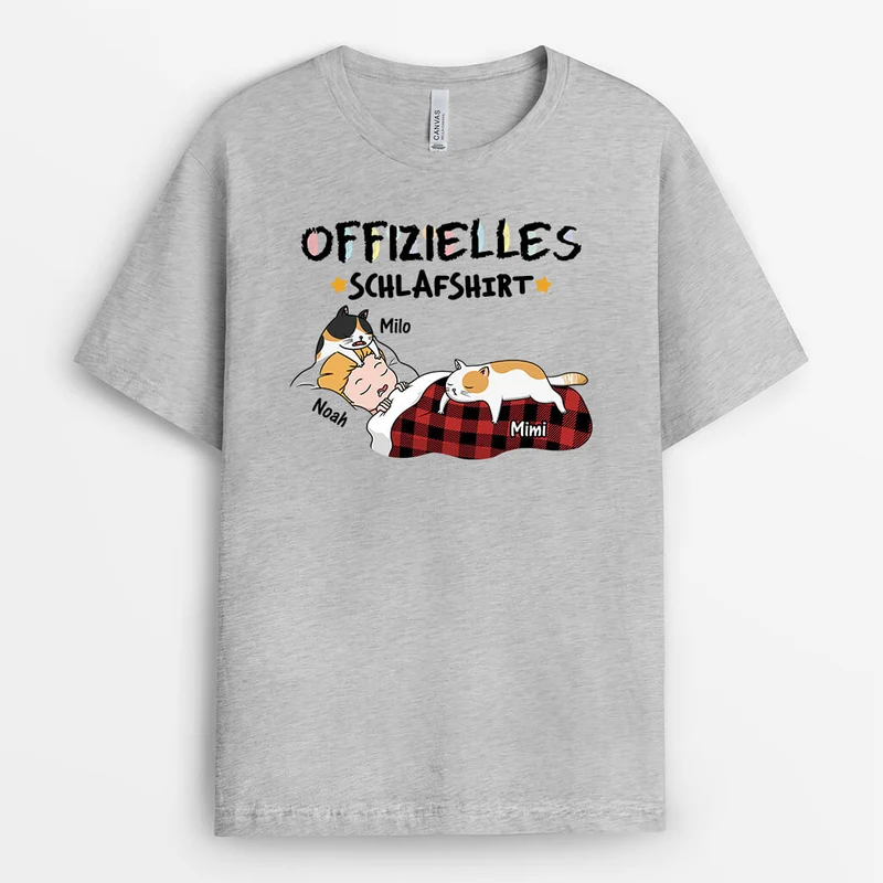 Offizielles Schlafshirt - Personalisiertes Geschenk | T-Shirt für Katzenliebhaber