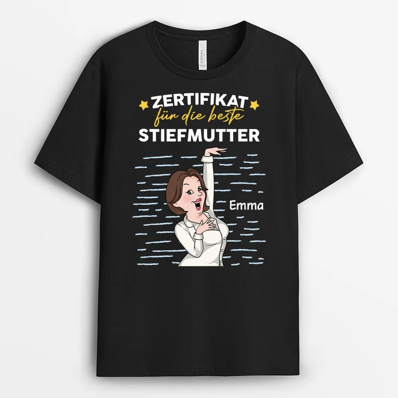Zertifikat Für Die Beste Stiefmutter - Personalisiertes Geschenk | T-Shirt für Stiefmütter