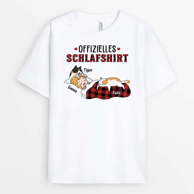 Offizielles Schlafshirt - Personalisiertes Geschenk | T-Shirt für Katzenliebhaber