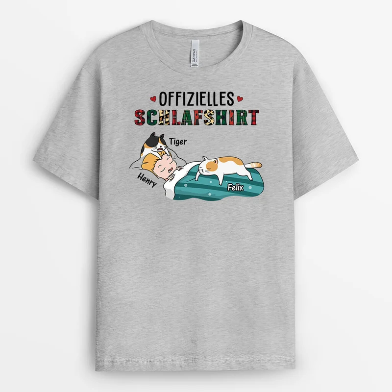 Offizielles Schlafshirt - Personalisiertes Geschenk | T-Shirt für Katzenliebhaber