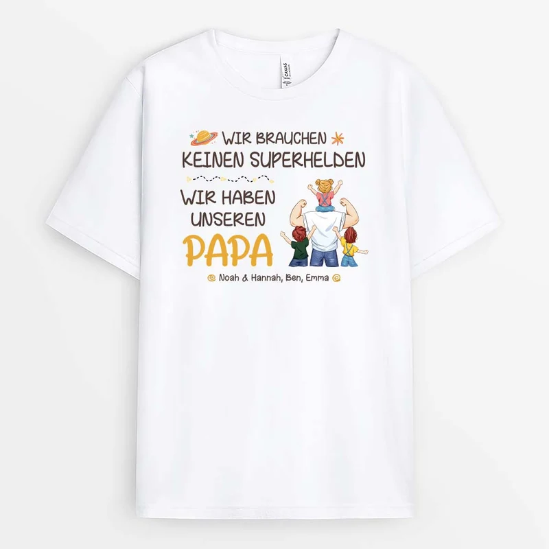 Ich Brauche Keinen Superhelden Ich Habe Meinen Papa/Opa - Personalisiertes Geschenk | T-Shirt für Opas/Papas