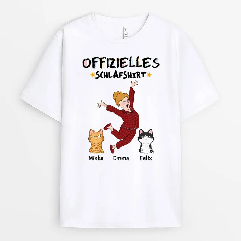 Offizielles Schlafshirt - Personalisiertes Geschenk | Lustiges T-Shirt für Katzenliebhaber