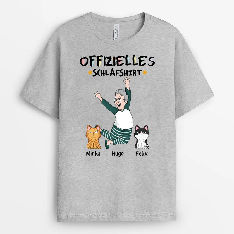 Offizielles Schlafshirt - Personalisiertes Geschenk | Lustiges T-Shirt für Katzenliebhaber