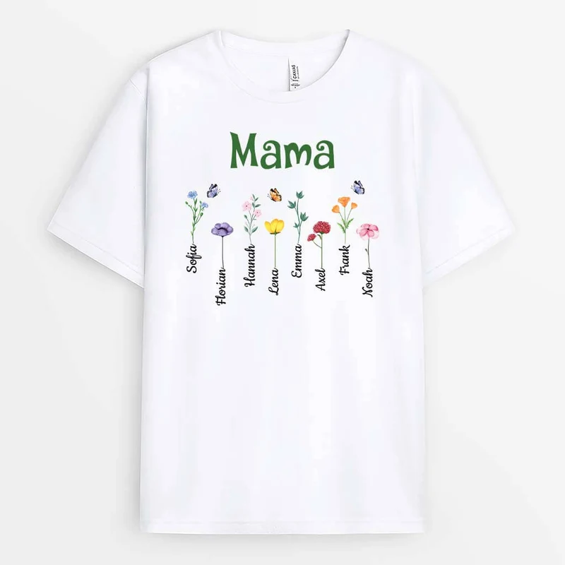 Oma/Mama Blumen - Personalisiertes Geschenk | T-Shirt für Damen