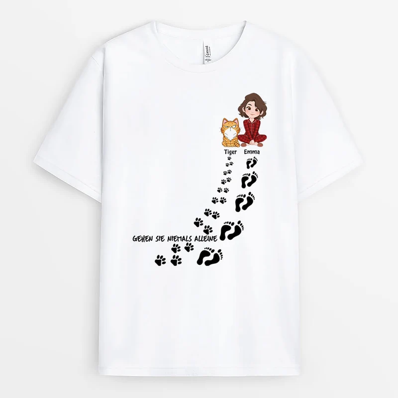 Du Bist Nie Allein - Personalisiertes Geschenk | T-Shirt für Katzenliebhaber