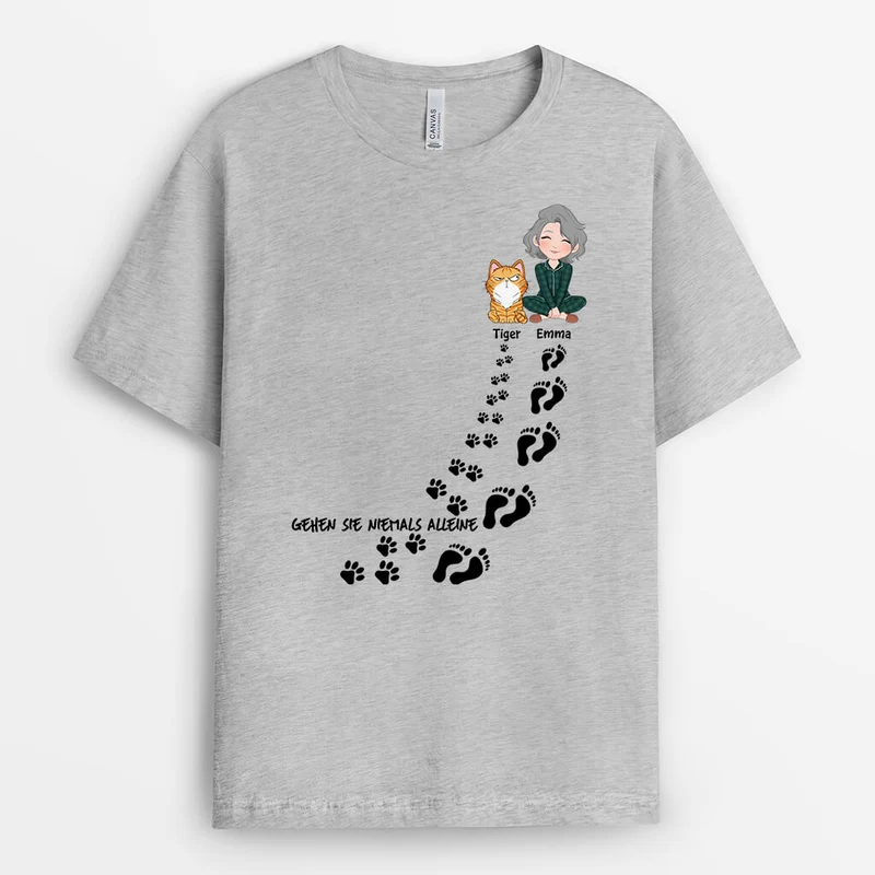 Du Bist Nie Allein - Personalisiertes Geschenk | T-Shirt für Katzenliebhaber